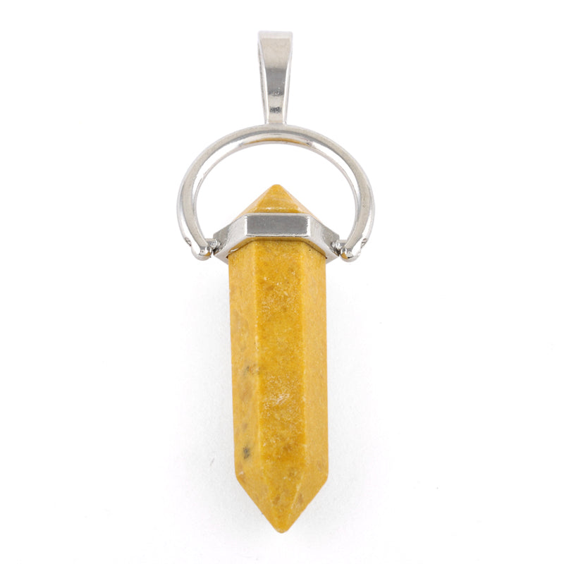 8X35mm Faceted Single Point-Swing Yellow Serpentine Pendant