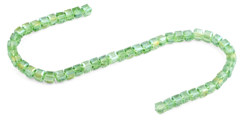 8x8mm Green Square Faceted Crystal Beads