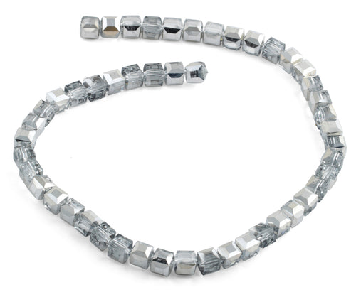 8x8mm Grey Square Faceted Crystal Beads