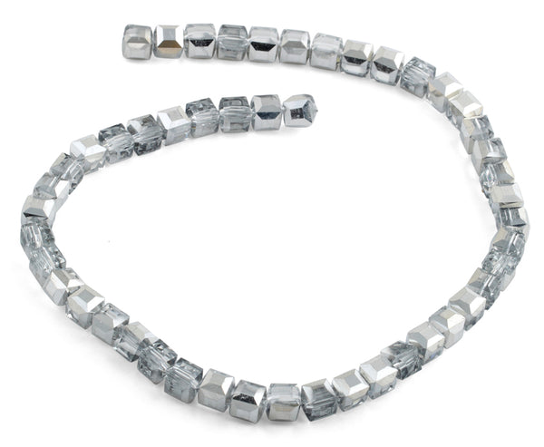 8x8mm Grey Square Faceted Crystal Beads