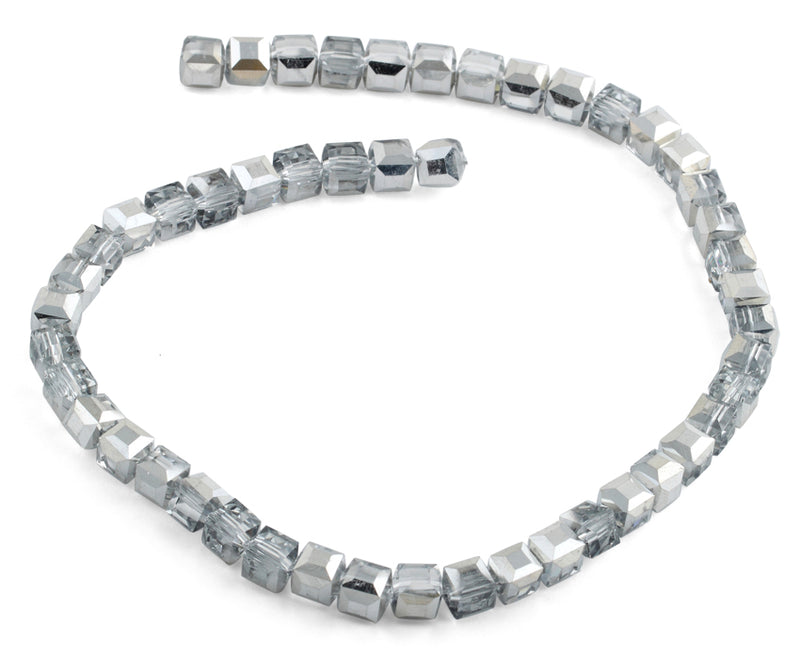 8x8mm Grey Square Faceted Crystal Beads