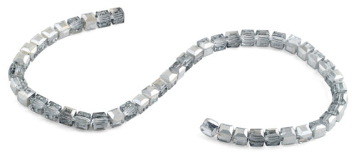 8x8mm Grey Square Faceted Crystal Beads