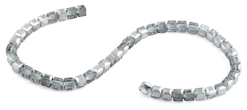 8x8mm Grey Square Faceted Crystal Beads