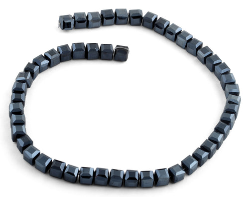 8x8mm Metallic Blue Square Faceted Crystal Beads