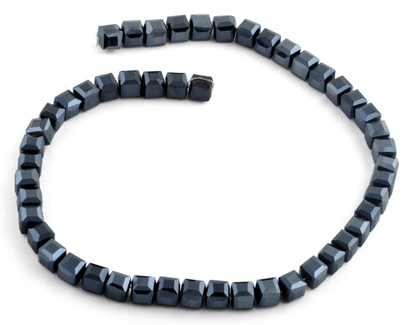 8x8mm Metallic Blue Square Faceted Crystal Beads