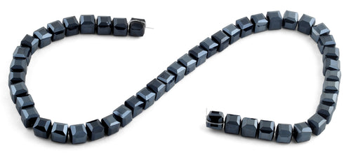 8x8mm Metallic Blue Square Faceted Crystal Beads