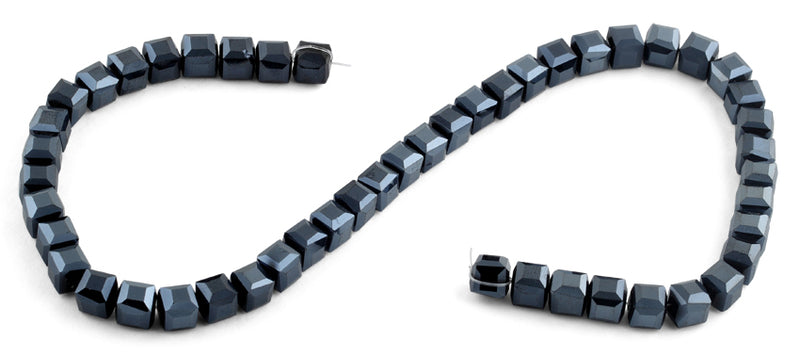 8x8mm Metallic Blue Square Faceted Crystal Beads