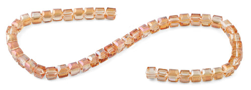 8x8mm Orange Square Faceted Crystal Beads