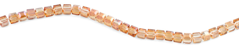 8x8mm Orange Square Faceted Crystal Beads
