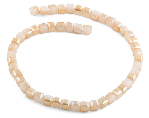 8x8mm Peach Square Faceted Crystal Beads