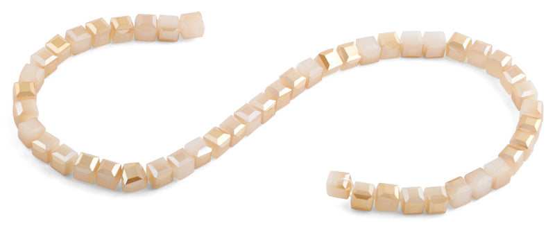 8x8mm Peach Square Faceted Crystal Beads