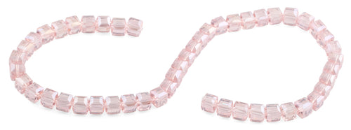 8x8mm Pink Square Faceted Crystal Beads