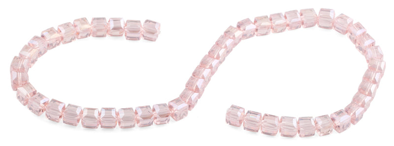 8x8mm Pink Square Faceted Crystal Beads