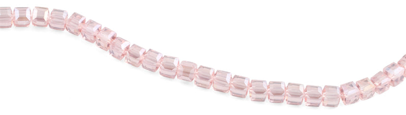 8x8mm Pink Square Faceted Crystal Beads