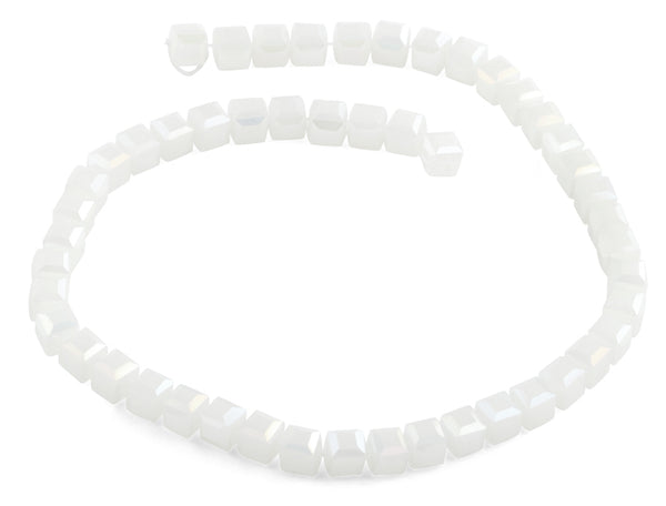 8x8mm White Square Faceted Crystal Beads