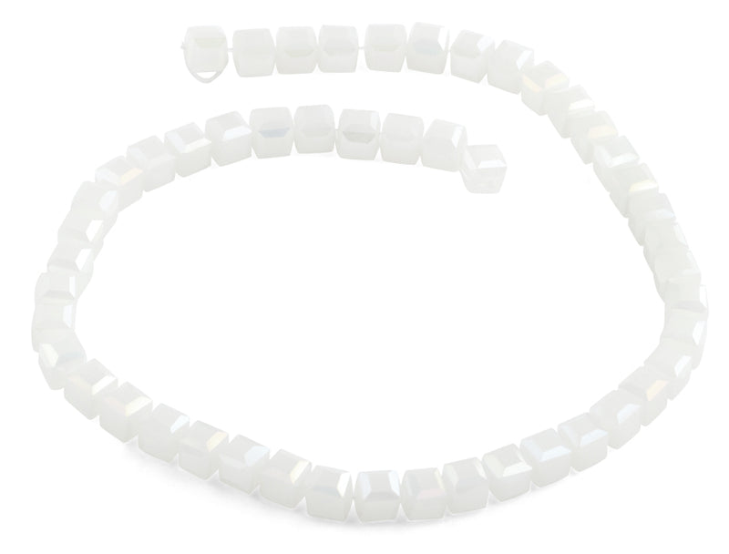 8x8mm White Square Faceted Crystal Beads