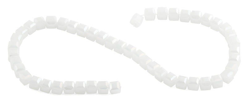 8x8mm White Square Faceted Crystal Beads