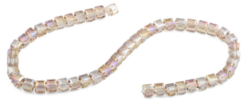 8x8mm Yellow Square Faceted Crystal Beads
