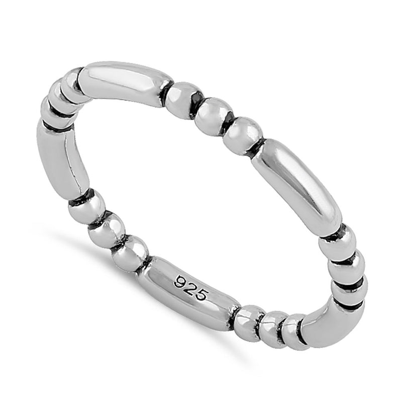 Sterling Silver Stackable Bead and Bar Ring