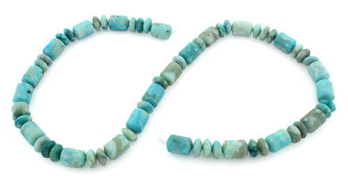 9mm Tube & Rondelle Dyed Turquoise Jasper Gem Stone Beads