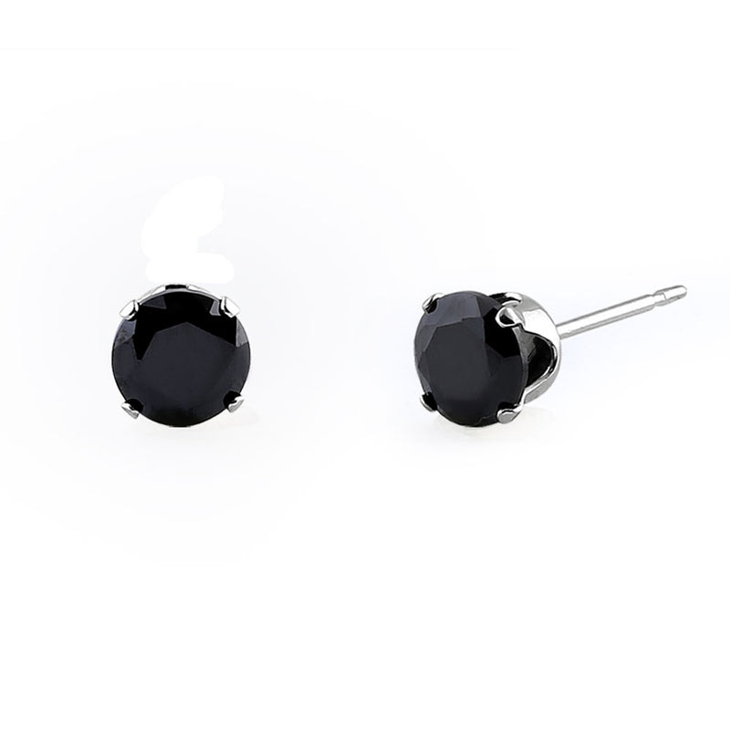 1.50 Ct. Sterling Silver Black CZ Stud Earrings 6mm