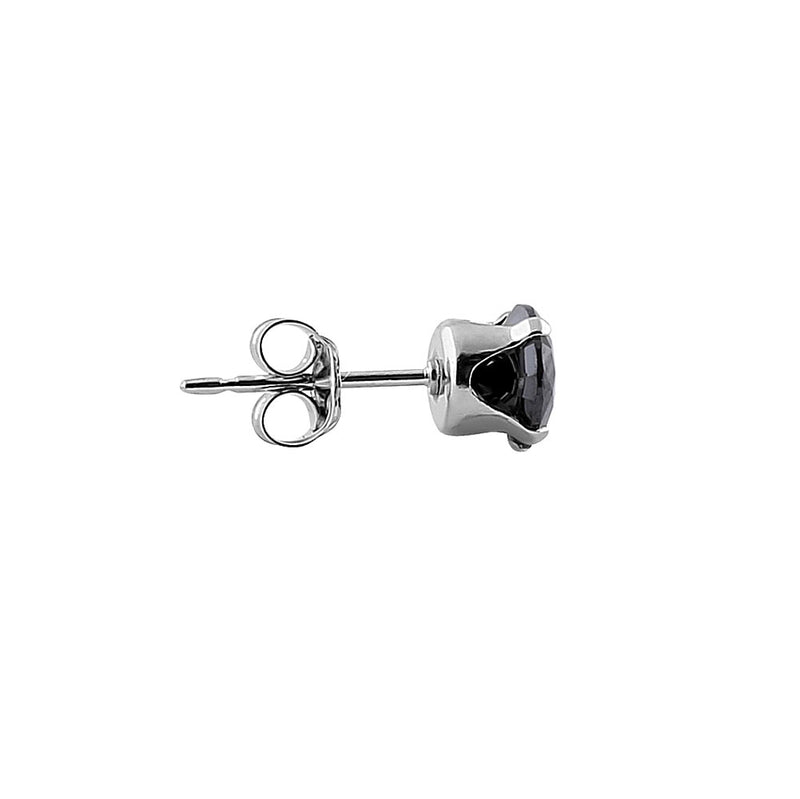 0.5 Ct Sterling Silver Black CZ Stud Earrings 4mm
