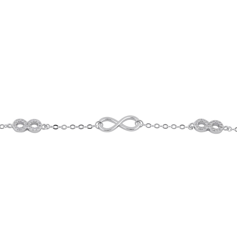Sterling Silver Clear CZ Infinity Charm Bracelet