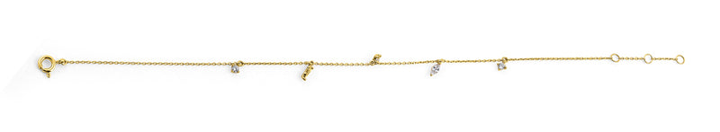 Solid 14K Yellow Gold Marquise & Round CZ Bracelet