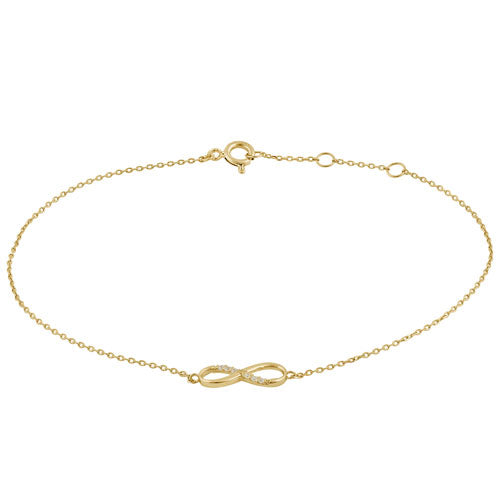 Solid 14K Yellow Gold CZ Infinity Bracelet