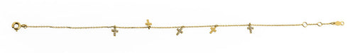 Solid 14K Yellow Gold Cross CZ Bracelet