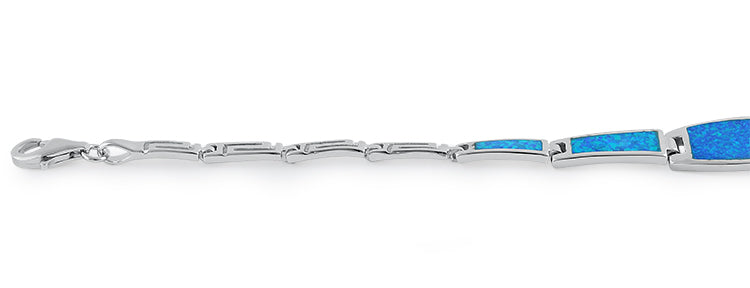 Sterling Silver Remarkable Blue Lab Opal Bracelet