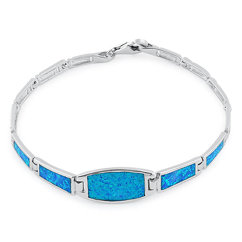Sterling Silver Remarkable Blue Lab Opal Bracelet