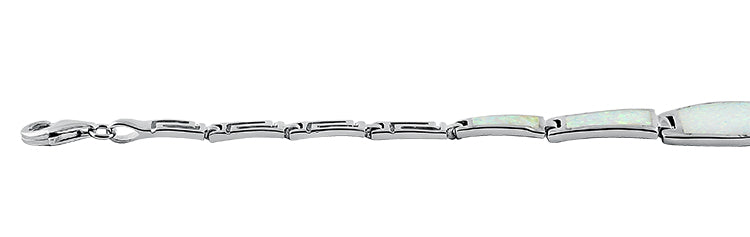 Sterling Silver Remarkable White Lab Opal Bracelet
