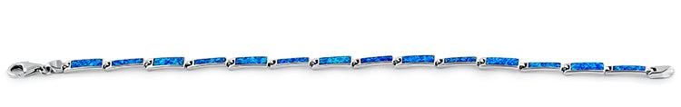 Sterling Silver Rectangular Blue Lab Opal Bracelet