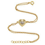 Sterling Silver Yellow and Clear CZ Heart Halo Gold Plated Bracelet