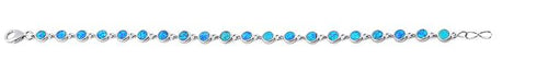 Sterling Silver Round Blue Lab Opal Bracelet