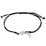 Sterling Silver Winged White Lab Opal Plumeria Adjustable Silk Bracelet