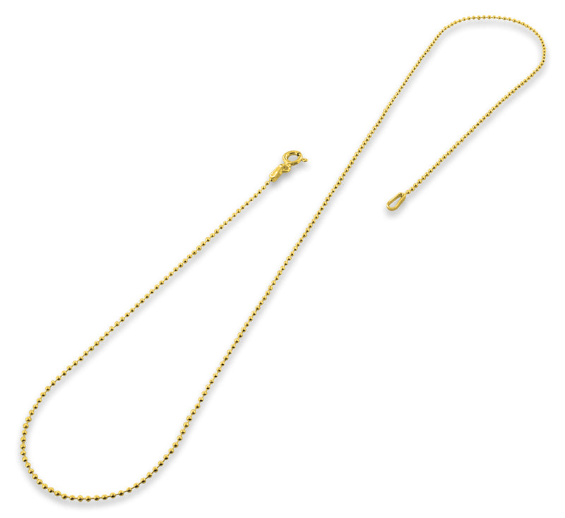 14K Gold Plated Sterling Silver Bead Chain 1.2MM