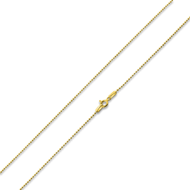 14K Gold Plated Sterling Silver Bead Chain 1.2MM