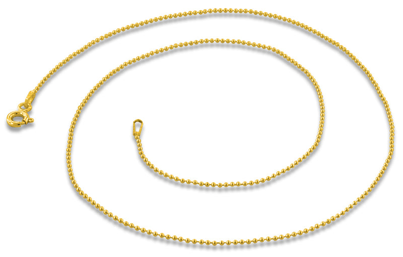 14K Gold Plated Sterling Silver Bead Chain 1.0MM