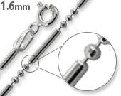 Sterling Silver Bar & 3 Beads Chain Necklace - 1.5mm