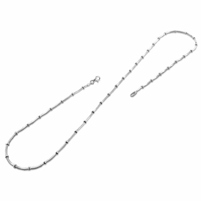 Sterling Silver 24" Square Snake Beaded Chain Necklace - 1MM