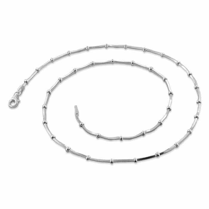 Sterling Silver 24" Square Snake Beaded Chain Necklace - 1MM