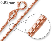 14K Rose Gold Plated Sterling Silver Box Chain 0.85MM