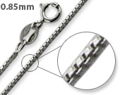 Rhodium Sterling Silver Box Chain 0.85MM