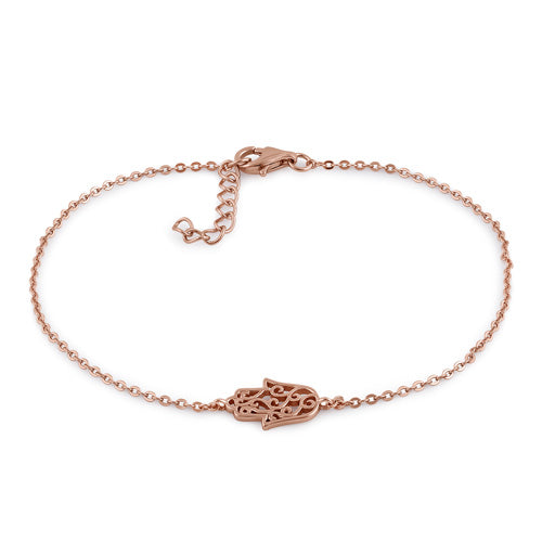 Sterling Silver Rose Gold Plated Hamsa Bracelet