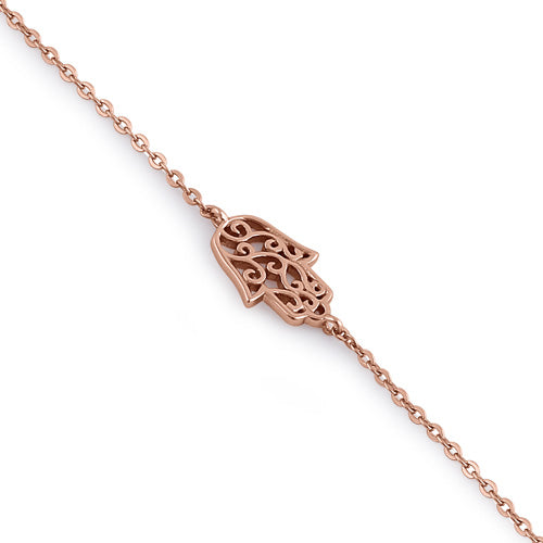 Sterling Silver Rose Gold Plated Hamsa Bracelet