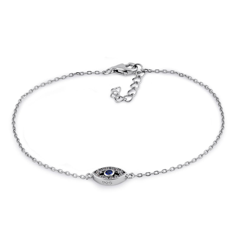 Sterling Silver Eye Blue Spinel CZ Bracelet