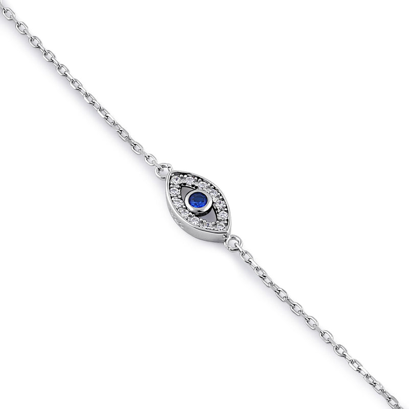 Sterling Silver Eye Blue Spinel CZ Bracelet