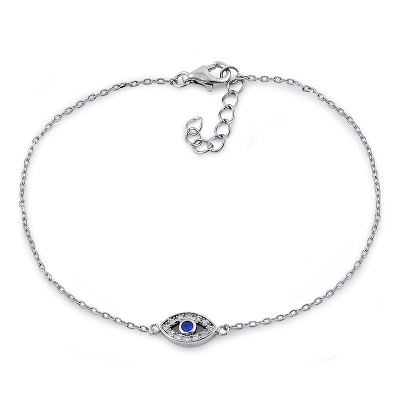 Sterling Silver Eye Blue Spinel CZ Bracelet